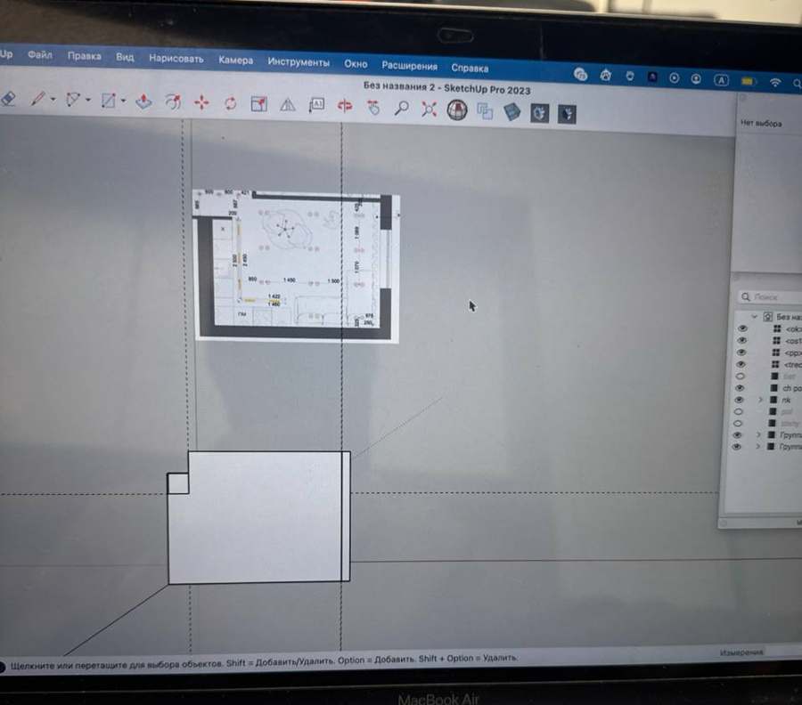 Разбор проекта в SketchUp на ноутбуке — рабочий процесс проверки